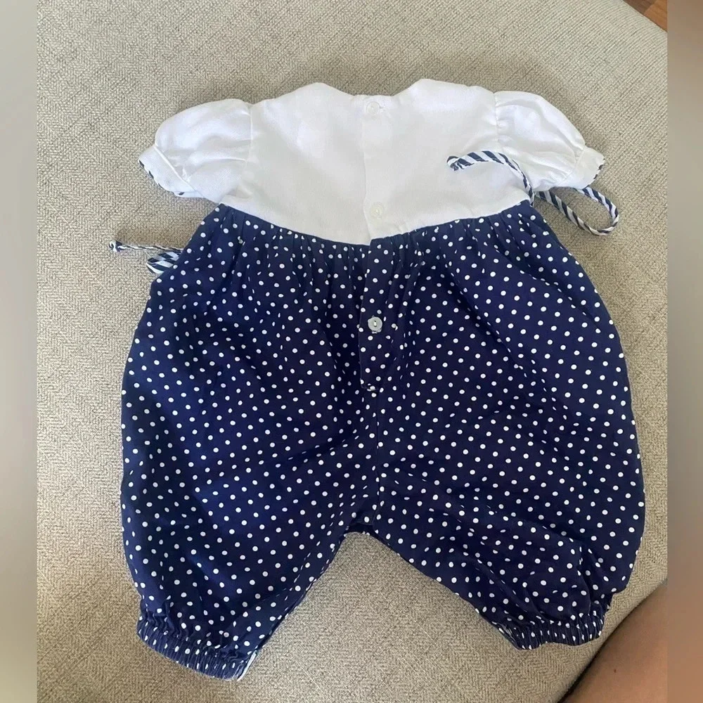 VINTAGE‎ Nautical Striped Baby Romper Size 0-6 months